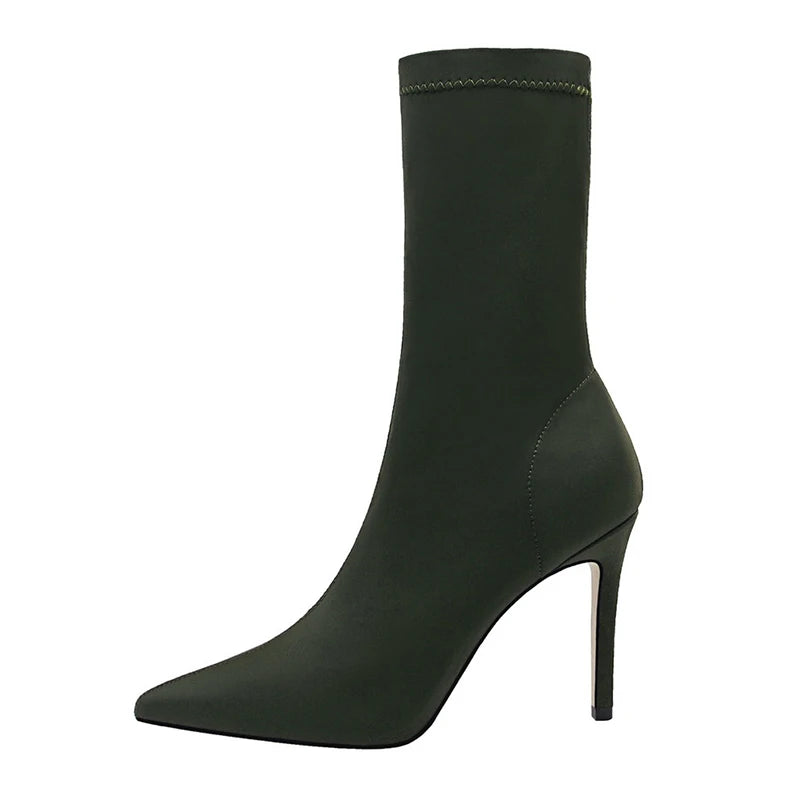 BIGTREE Shoes Women Boots Fashion Ankle Boots Pointed Toe Stretch Boots Autumn Stiletto Socks Boots High Heels Ladies Shoes 2026