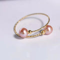 NYMPH Real 18K Yellow Gold Ring Purple Natural Freshwater Pearl Ring Pure AU750 For Women Fine Wedding Jewelry Gift J500