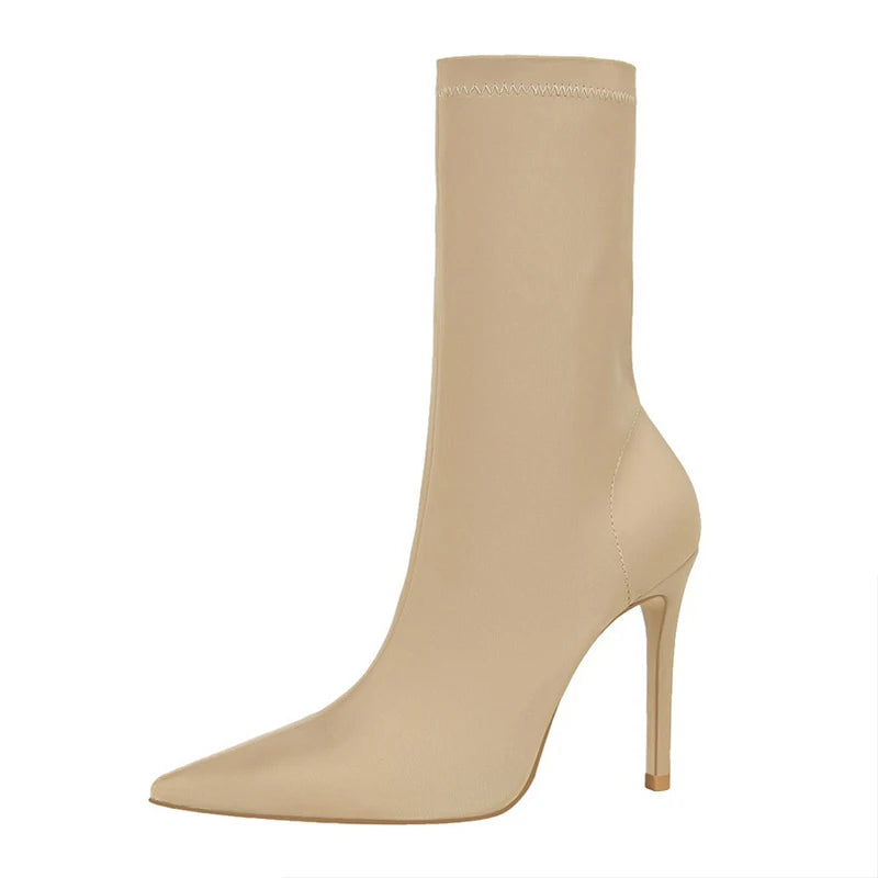 BIGTREE Shoes Women Boots Fashion Ankle Boots Pointed Toe Stretch Boots Autumn Stiletto Socks Boots High Heels Ladies Shoes 2026