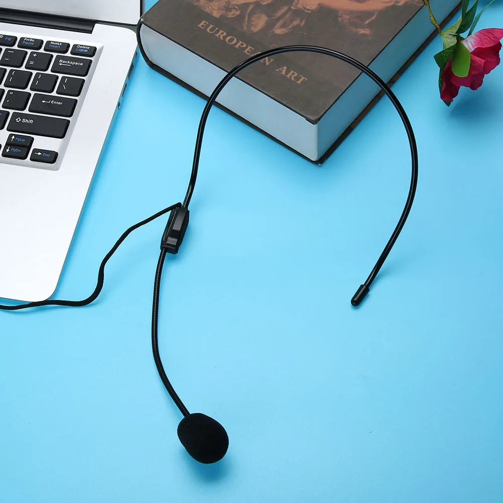 Mini Portable Head Microphone Lightweight Condenser 3.5mm Jack Handsfree Teacher Microphone for Teaching Tour Guide