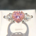 CC Rings For Women Princess Propose Marriage Pink Heart Cubic Zirconia Ring Romantic Engagement Wedding Jewelry Bijoux CC917