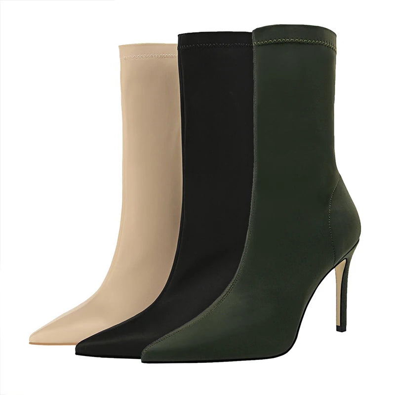 BIGTREE Shoes Women Boots Fashion Ankle Boots Pointed Toe Stretch Boots Autumn Stiletto Socks Boots High Heels Ladies Shoes 2026