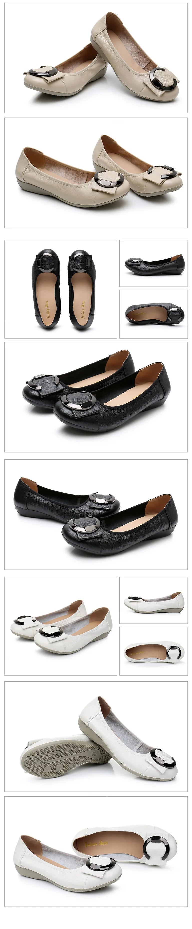 TIMETANGWomen flat shoes 2020 new women Ballet casual genuine leather shallow lace-up round toe Loafers women Loafers