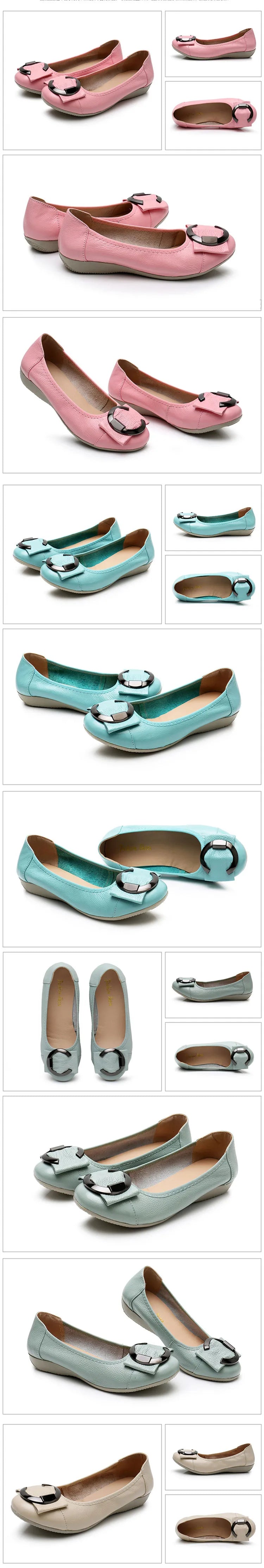 TIMETANGWomen flat shoes 2020 new women Ballet casual genuine leather shallow lace-up round toe Loafers women Loafers