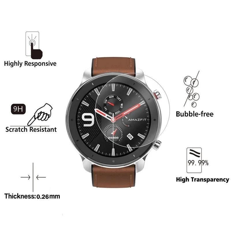 For Xiaomi Huami Amazfit GTR 42mm 47mm Tempered Glass Screen Protector Film for Xiaomi Huami Amazfit GTR Smart Watch Glass Films