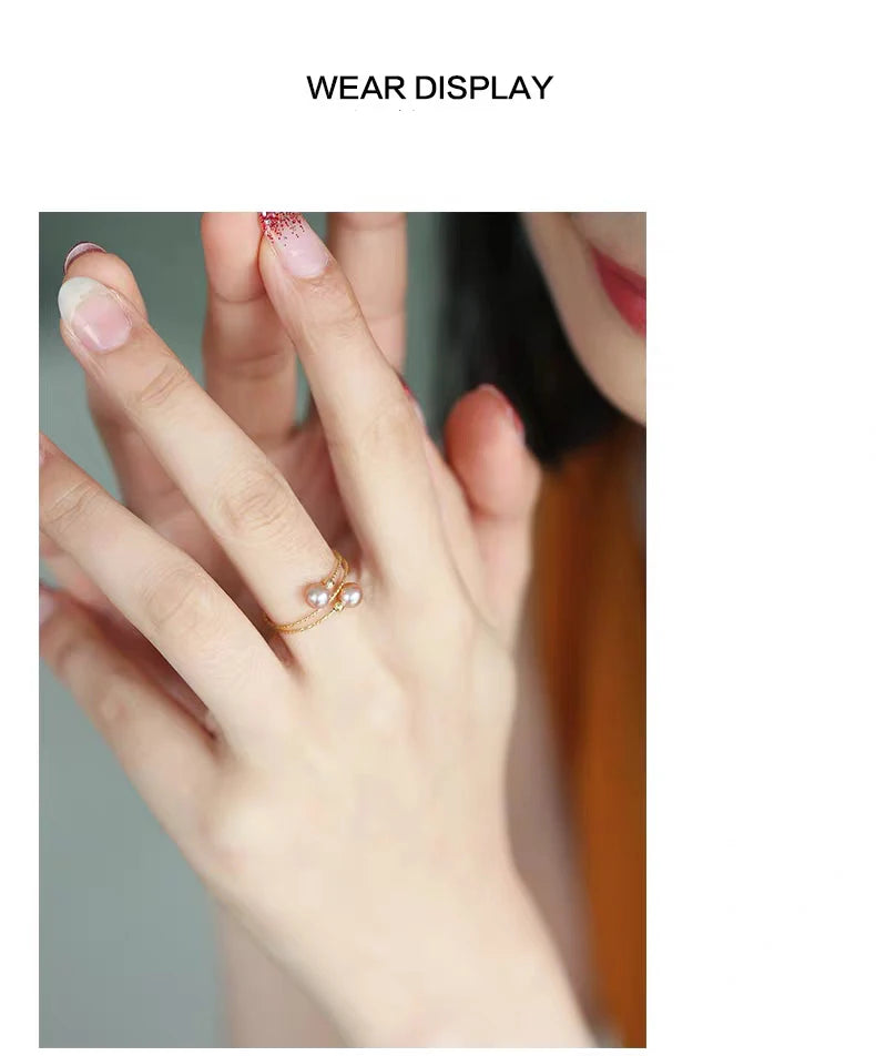 NYMPH Real 18K Yellow Gold Ring Purple Natural Freshwater Pearl Ring Pure AU750 For Women Fine Wedding Jewelry Gift J500