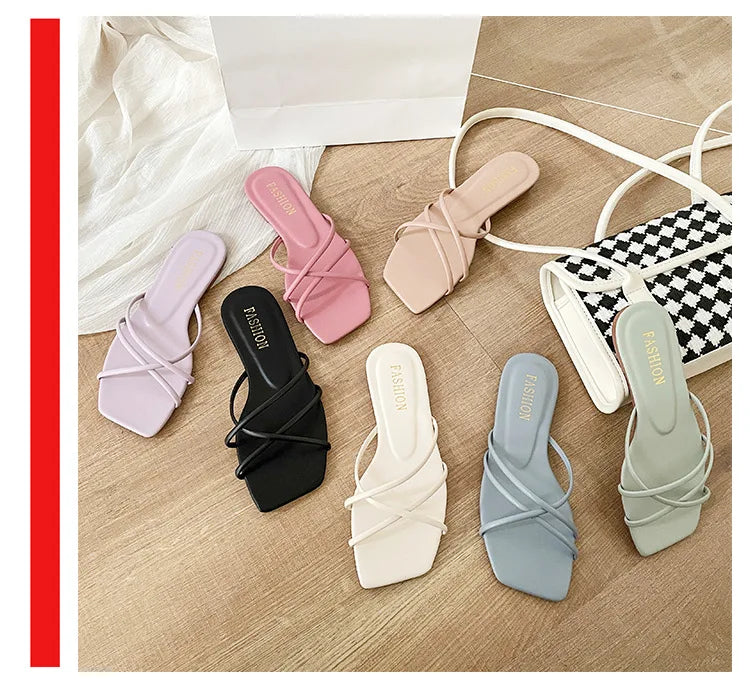 Double Toe Flip-flops Women 2026 Summer New Designer Slipper Shoes Female Casual Flat Fashion Causal Big Size Slippers Ladies