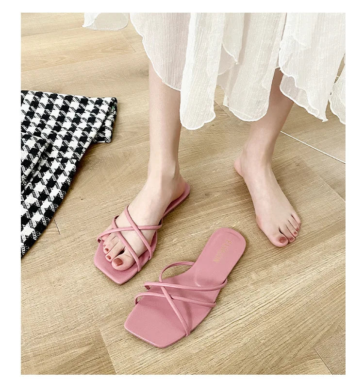 Double Toe Flip-flops Women 2026 Summer New Designer Slipper Shoes Female Casual Flat Fashion Causal Big Size Slippers Ladies