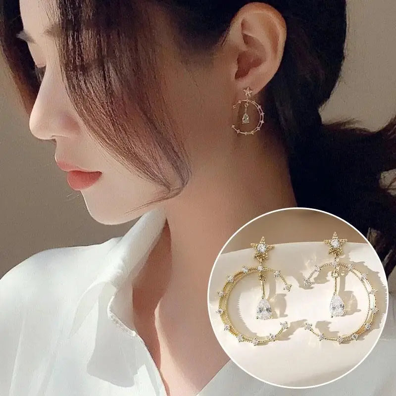 925 Silver Needle Korean Fashion Crystal Pearl Drop Earrings For Women Jewelry 2026 Trending New Luxury Zircon Women's Earrings