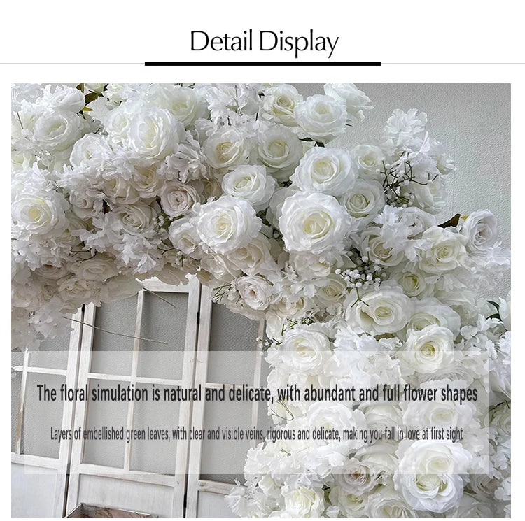 200CM Wholesale Artificial Silk Flower Red White Arched Heart Shaped Wedding Arched Rose Heart Shaped Arched Flower Background