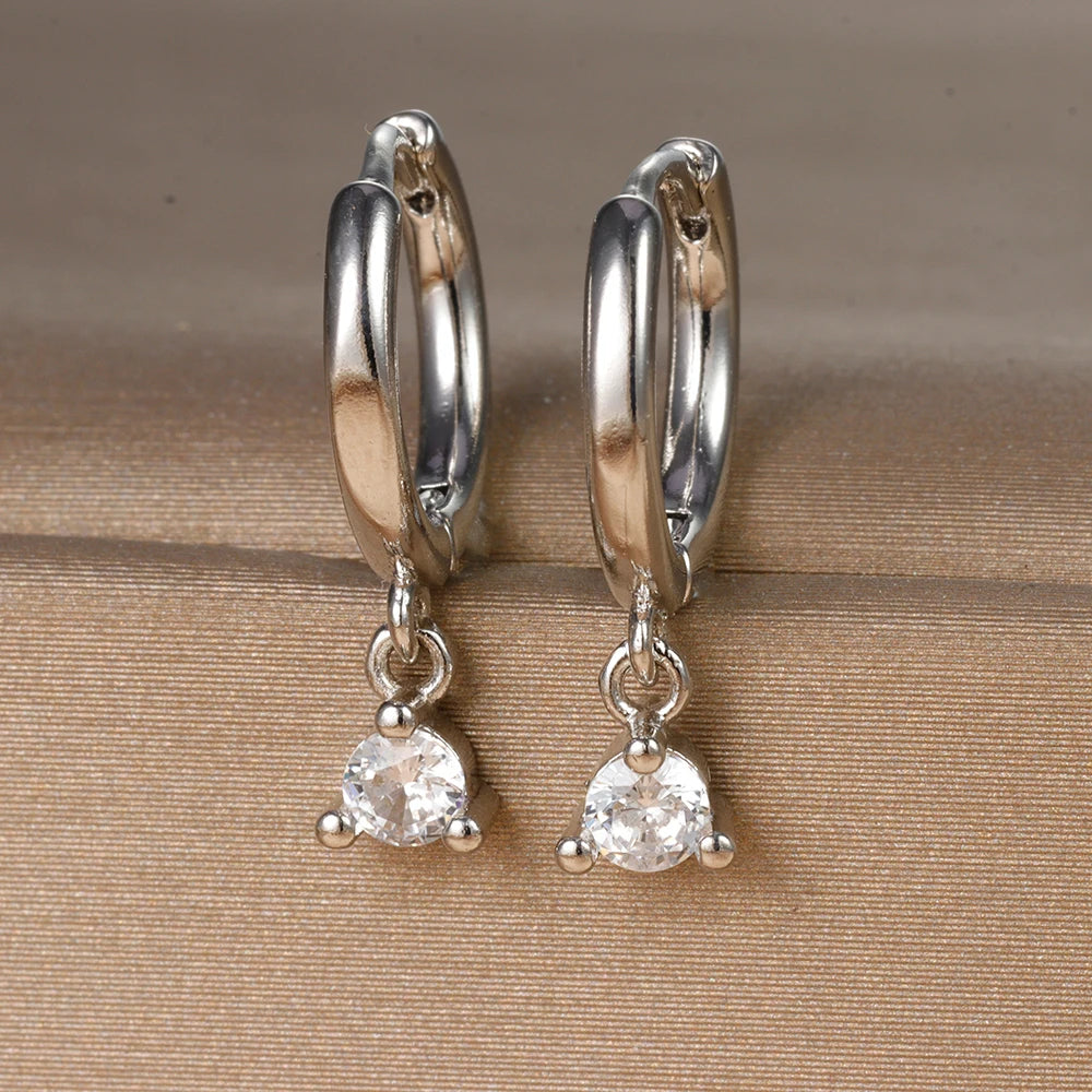 New Fashion Stainless Steel Flower Small Hoop Earrings Women Korean Crystal Zirconia Cartilage Earrings Piercing Jewelry