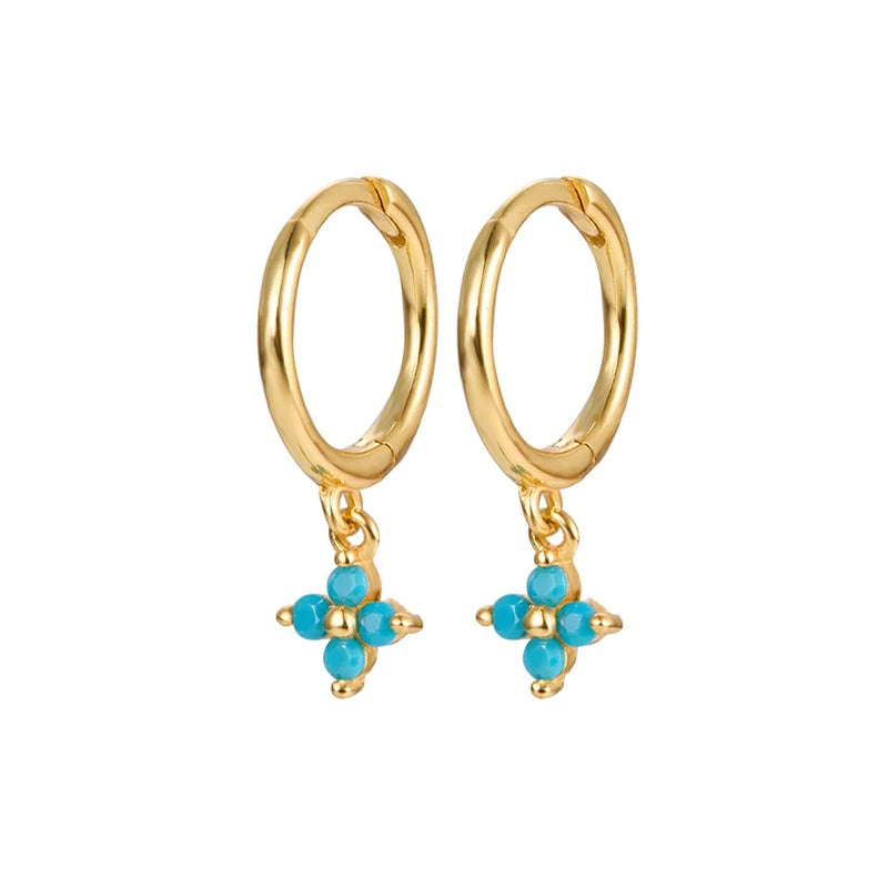 New Fashion Stainless Steel Flower Small Hoop Earrings Women Korean Crystal Zirconia Cartilage Earrings Piercing Jewelry