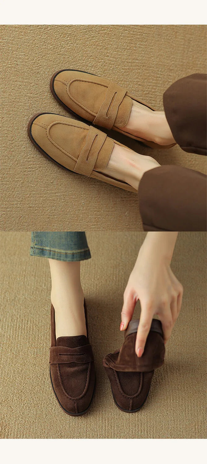 Shoes for Women 2026 Summer Brown Casual Flats Ladies Shoe Fashion Suede Loafers Soft Sole Non-Slip Feminino Zapatos Mujer