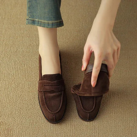 Shoes for Women 2026 Summer Brown Casual Flats Ladies Shoe Fashion Suede Loafers Soft Sole Non-Slip Feminino Zapatos Mujer