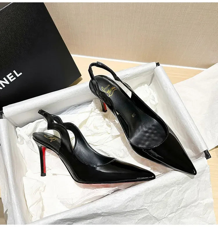 Sexy Brand Pointed Toe Thin High Heels Women Hollow Elegant Office Shoes Patent Leather Classic Designer Sandals Women Pumps
