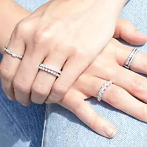 Trumium 100% 925 Sterling Silve Ring Simple Zircon Stackable Round CZ Finger Rings For Women Party Wedding  Fine Jewelry