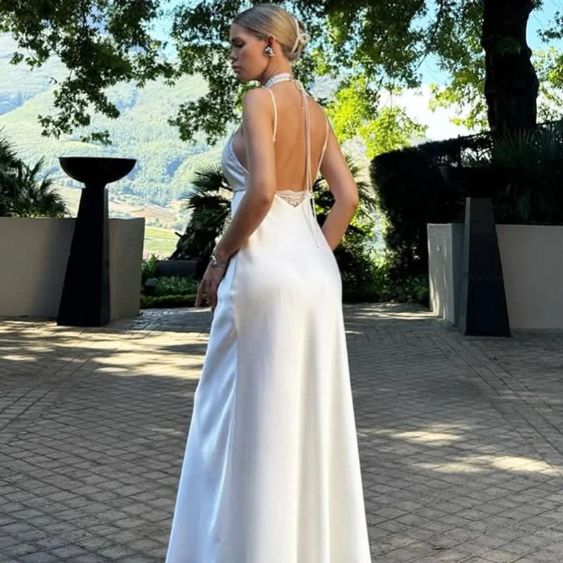 Tornova Lace Sling High Waist Dress Women's Hollow Sexy Backless Maxi Dress Black Evening Party Outfits Fashion Slim Office Lady
