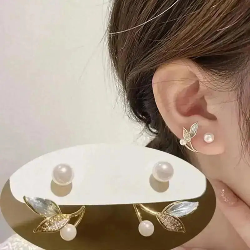 925 Silver Needle Korean Fashion Crystal Pearl Drop Earrings For Women Jewelry 2026 Trending New Luxury Zircon Women's Earrings
