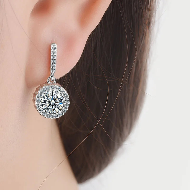 925 Sterling Silver Earrings Classics for Women Wedding Jewelry Engagement Accessories Shining Zircon Earring Fashion Gift Party