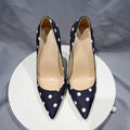 Tikicup Polka Dot Women Black Satin Stiletto High Heels with Bowknot Chic Ladies Designer Dress Shoes Pointed Toe Silk Pumps