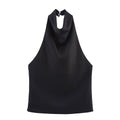 HH Spring Elegant Women Satin Halter Tops 2026 Summer Backless Off Shoulder Corset Vest Female Fashion Slim Crop Tank Top