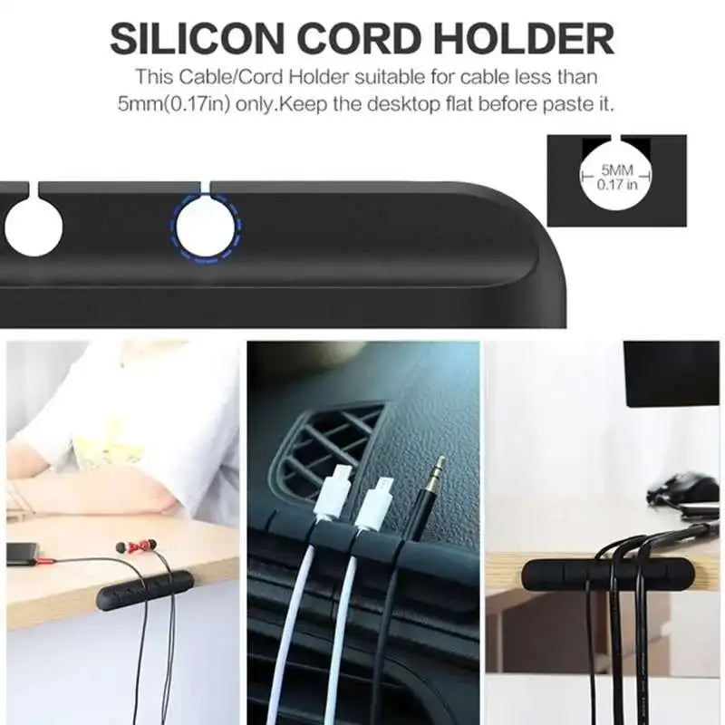 Silicone USB Cable Organizer Cable Winder Desktop Tidy Management Clips Cable Holder for Mouse Headphone Wire Organizer