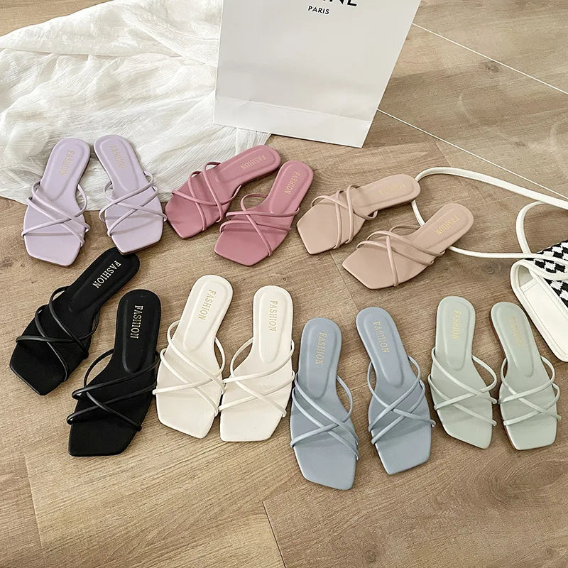 Double Toe Flip-flops Women 2026 Summer New Designer Slipper Shoes Female Casual Flat Fashion Causal Big Size Slippers Ladies
