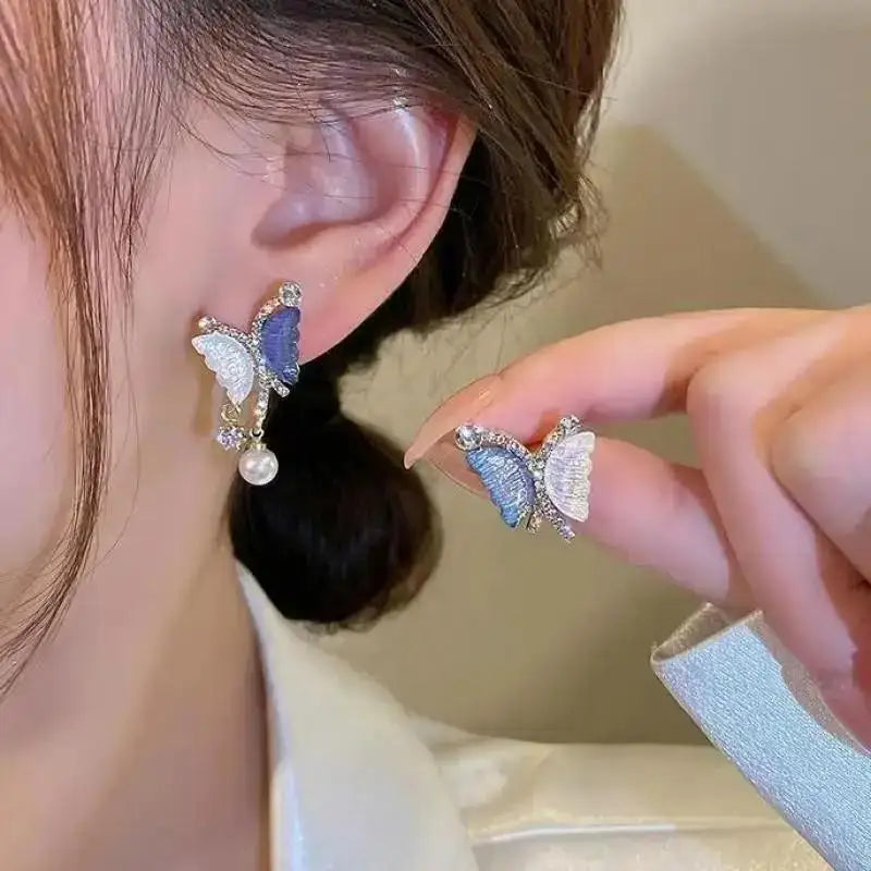 925 Silver Needle Korean Fashion Crystal Pearl Drop Earrings For Women Jewelry 2026 Trending New Luxury Zircon Women's Earrings