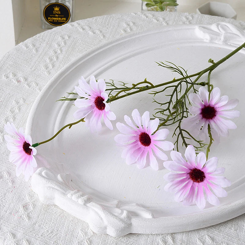5 Heads Chamomiles Silk Artificial Flower Cosmos Home Photography Decoration Room Wedding Table Party Decorations Diy Bouquet