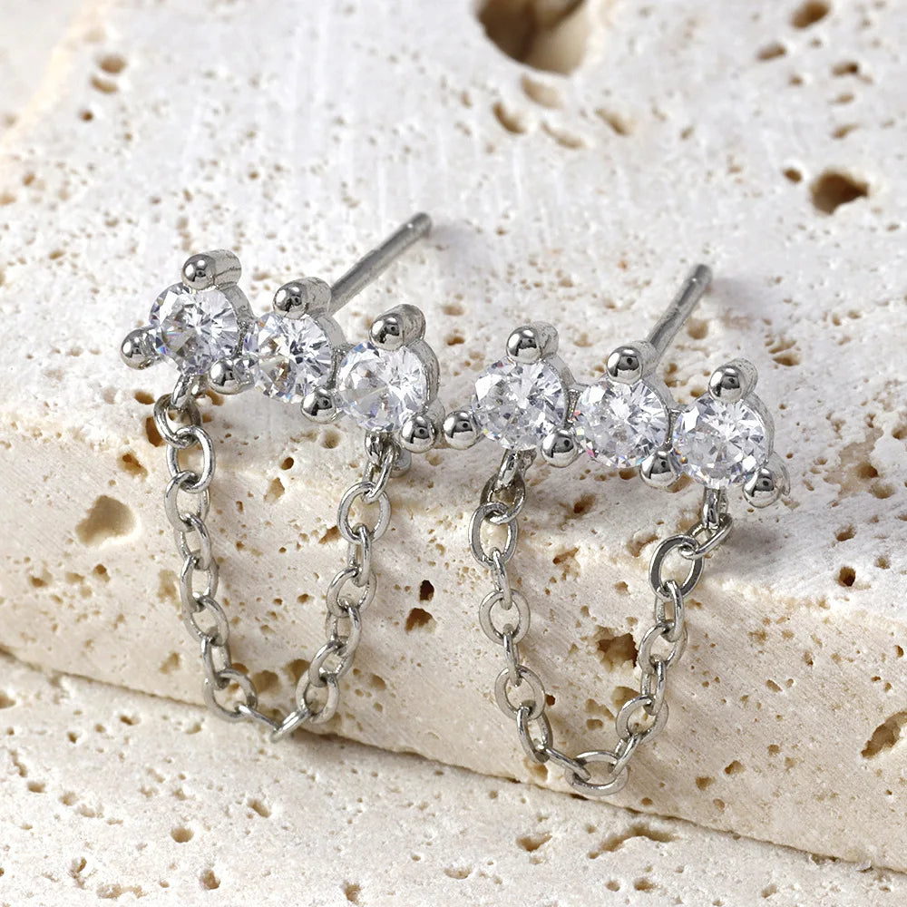 New Fashion Stainless Steel Flower Small Hoop Earrings Women Korean Crystal Zirconia Cartilage Earrings Piercing Jewelry