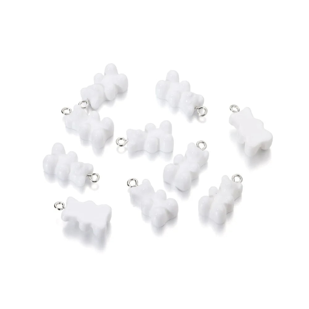 20Pcs 6 Color Colorful Bear Charms Resin Cabochons Glitter Gummy Candy Necklace Keychain Pendant DIY Making Accessories New
