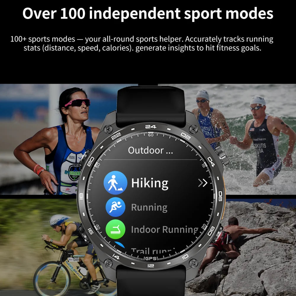 Men Sports GPS Outdoor Smart Watch App Download 4GB Memory Offline Map Waterproof MP3 MP4 LED Lighting Blue Tooth Smartwatch