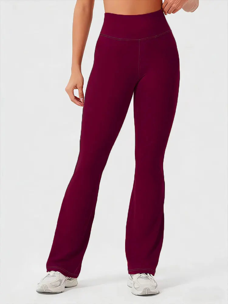 Fashion Flare Pants High Waist Yoga Wide Leg Bootcut Leggings Red White Black Sports Trousers Outdoor Fitness Casual For Slim