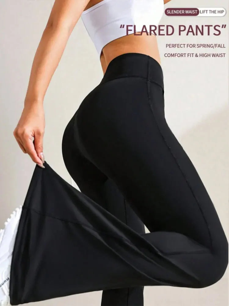 Fashion Flare Pants High Waist Yoga Wide Leg Bootcut Leggings Red White Black Sports Trousers Outdoor Fitness Casual For Slim