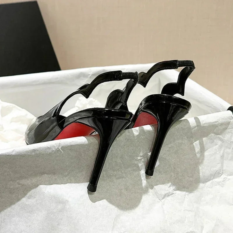 Sexy Brand Pointed Toe Thin High Heels Women Hollow Elegant Office Shoes Patent Leather Classic Designer Sandals Women Pumps