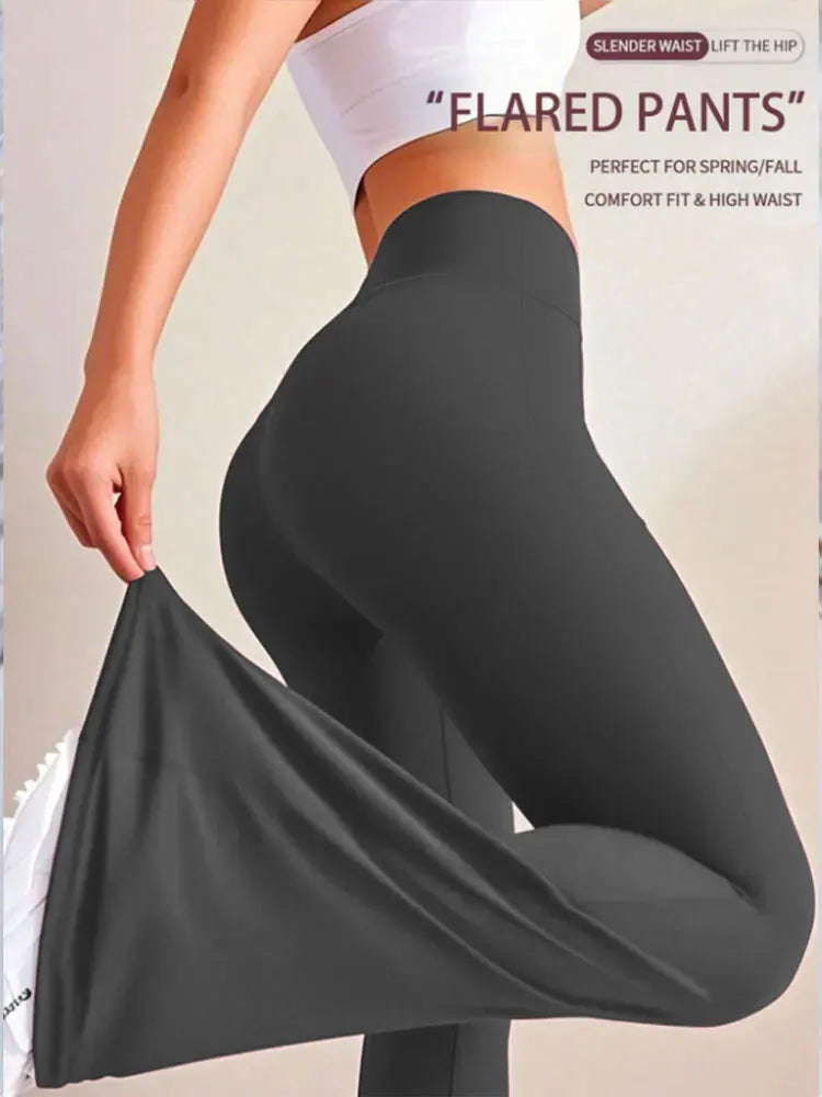 Fashion Flare Pants High Waist Yoga Wide Leg Bootcut Leggings Red White Black Sports Trousers Outdoor Fitness Casual For Slim