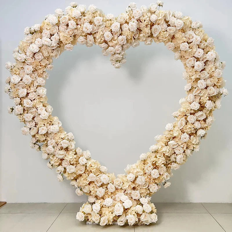 200CM Wholesale Artificial Silk Flower Red White Arched Heart Shaped Wedding Arched Rose Heart Shaped Arched Flower Background