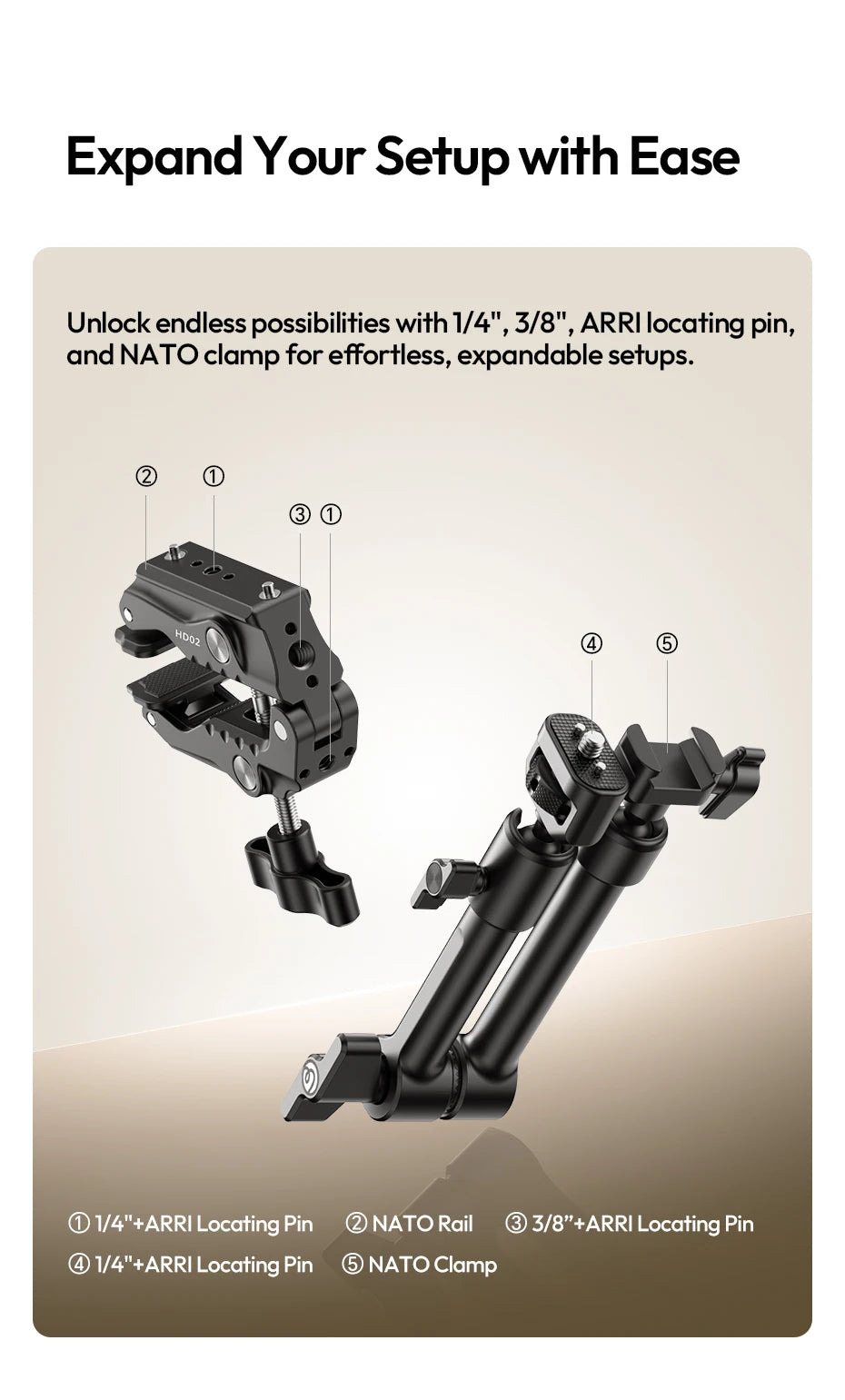 Ulanzi HD02 10-inch Magic Arm Kit for Outdoor Camera Photography Livestreaming Vlog with All-Direction Ball Head Adaptable Clamp