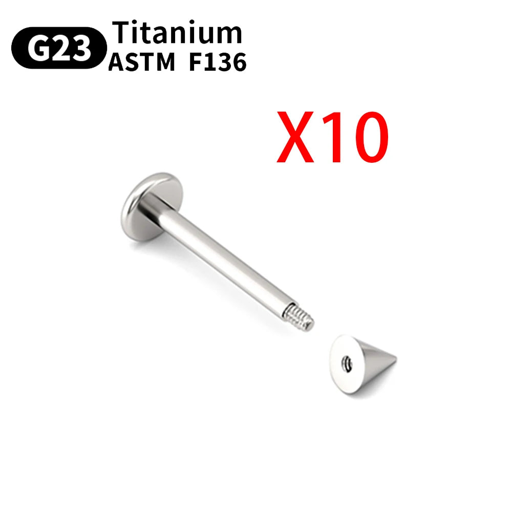 Wholesale 10PCS Eyebrow Piercing Jewelry Labret Lip Stud G23 Titanium Septum Piercing Nose Ring C rod Body Jewelry For Women