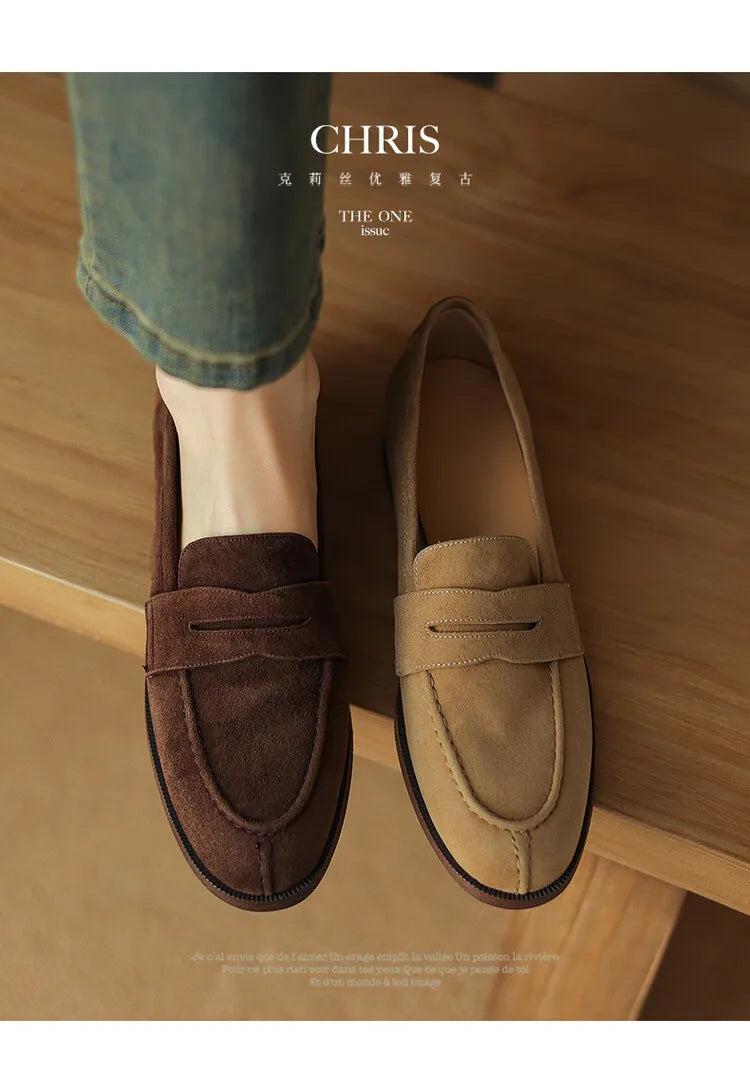 Shoes for Women 2026 Summer Brown Casual Flats Ladies Shoe Fashion Suede Loafers Soft Sole Non-Slip Feminino Zapatos Mujer