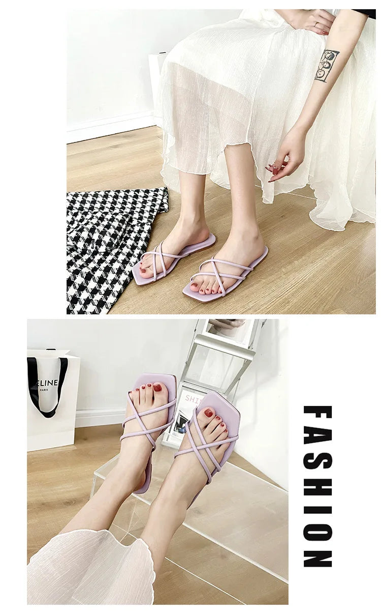 Double Toe Flip-flops Women 2026 Summer New Designer Slipper Shoes Female Casual Flat Fashion Causal Big Size Slippers Ladies
