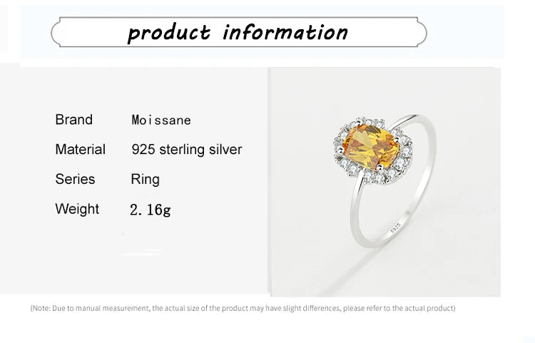 2022 NEW Exquisite Citrine Ring For Women Yellow Gold Real S925 Silver Crystal Diamond Engagement Valentine's Day Gift Jewelry