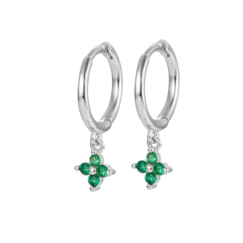 New Fashion Stainless Steel Flower Small Hoop Earrings Women Korean Crystal Zirconia Cartilage Earrings Piercing Jewelry