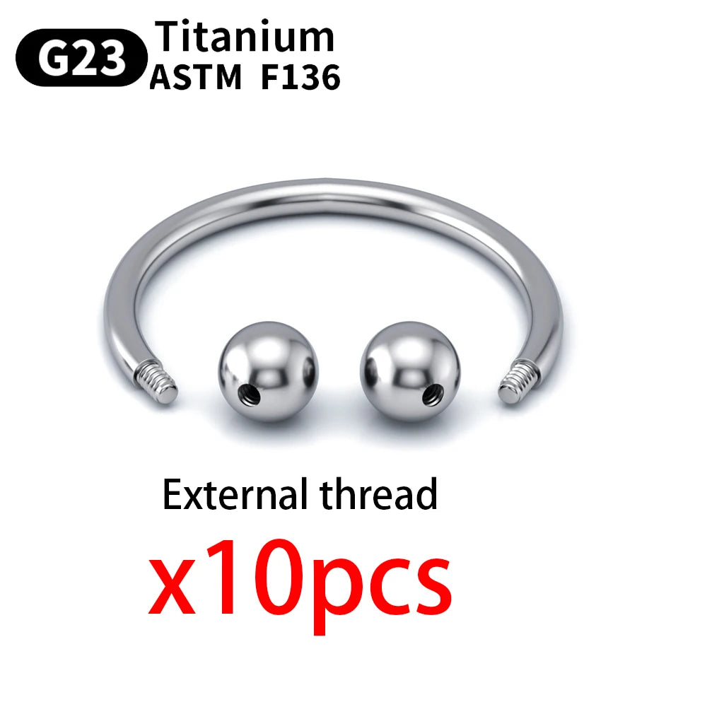 Wholesale 10PCS Eyebrow Piercing Jewelry Labret Lip Stud G23 Titanium Septum Piercing Nose Ring C rod Body Jewelry For Women
