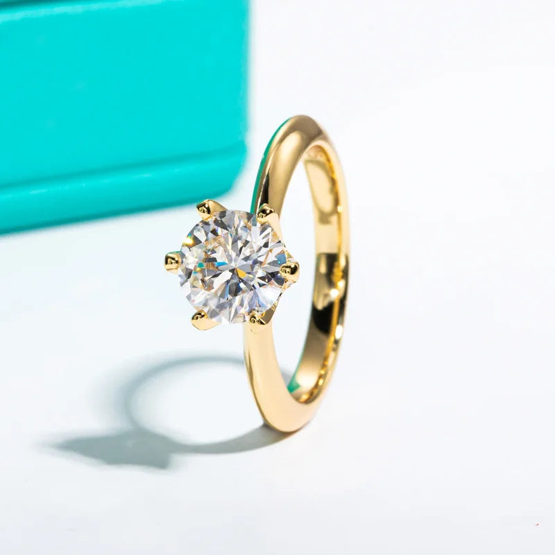 Yellow Gold Ring 3ct D Color Moissanite Engagement Rings For Women GRA Cer Customs Jewelry Wholesale