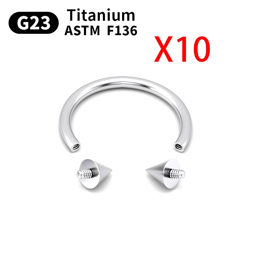 Wholesale 10PCS Eyebrow Piercing Jewelry Labret Lip Stud G23 Titanium Septum Piercing Nose Ring C rod Body Jewelry For Women