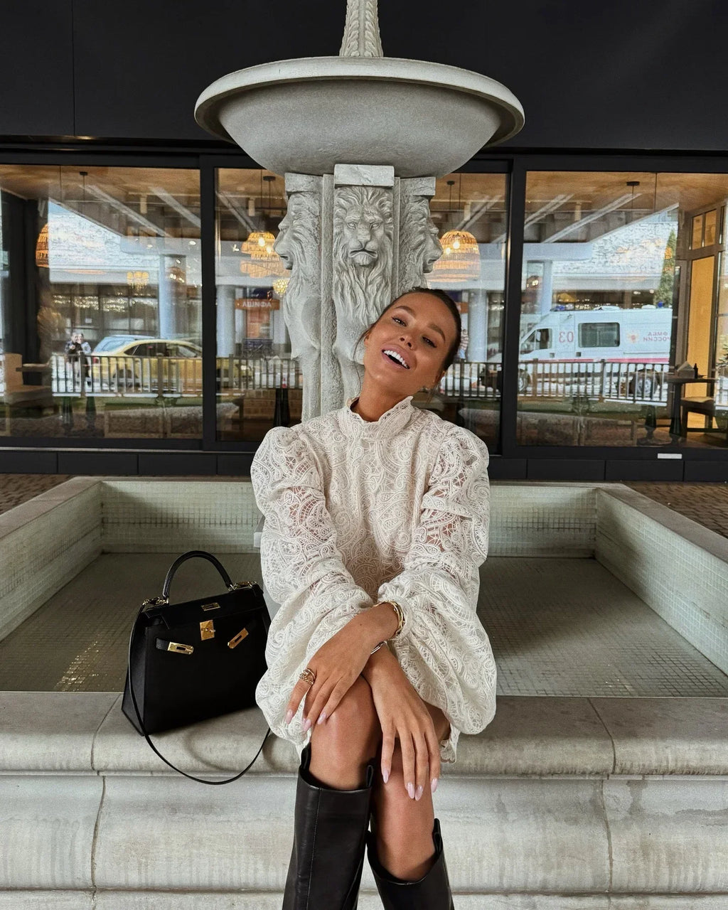 Lace Elegant Skirt Two Piece Set Women Turtleneck Hollow Out Lantern Sleeve Tops Irregular Hem Mini Skirt 2025 Chic Party Suit