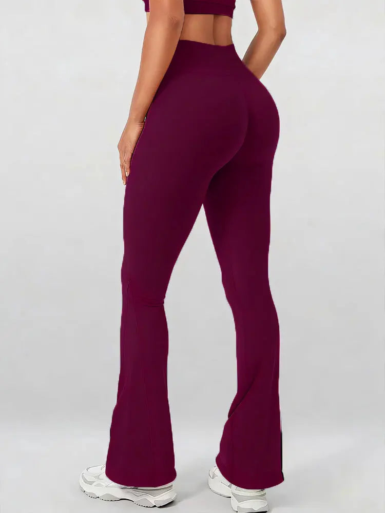 Fashion Flare Pants High Waist Yoga Wide Leg Bootcut Leggings Red White Black Sports Trousers Outdoor Fitness Casual For Slim