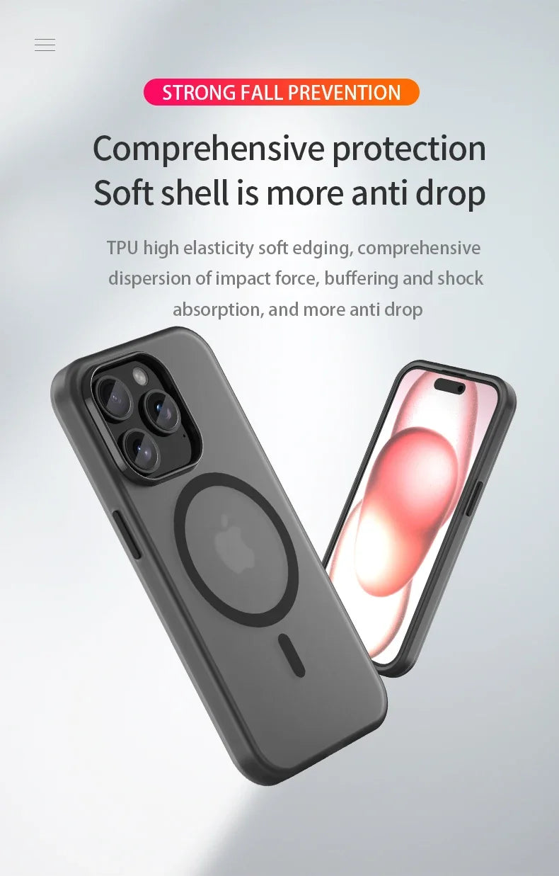 Matte touch magnetic phone case with a skin friendly feel For iPhone  15 14 12 13 Pro Max Shockproof Soft TPU Back Cover