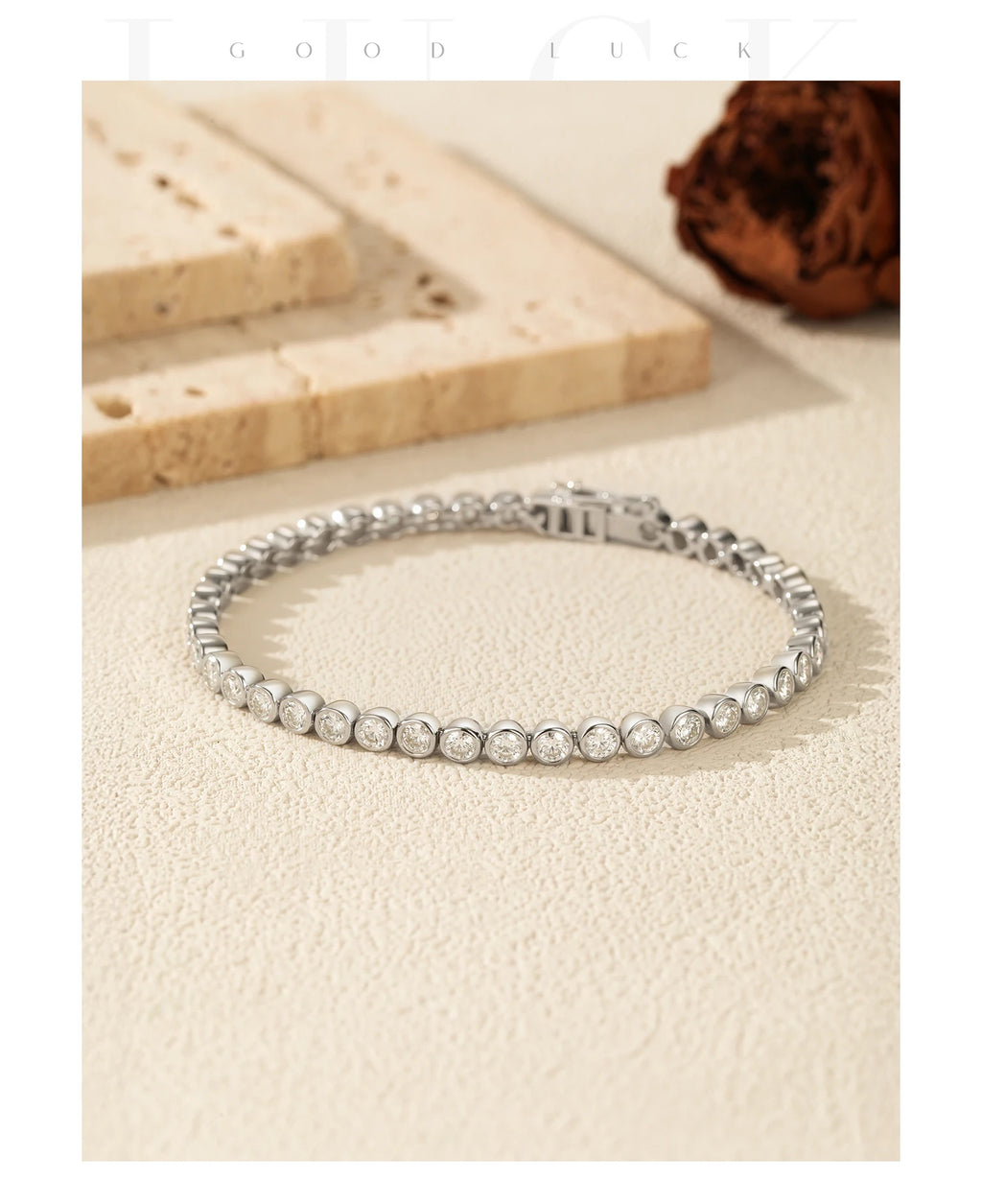 MODIAN D VVS1 Round Moissanite Tennis Bracelet 3mm/4mm/5mm 925 Sterling Silver Tennis Stackable Bracelets for Women Men Jewelry